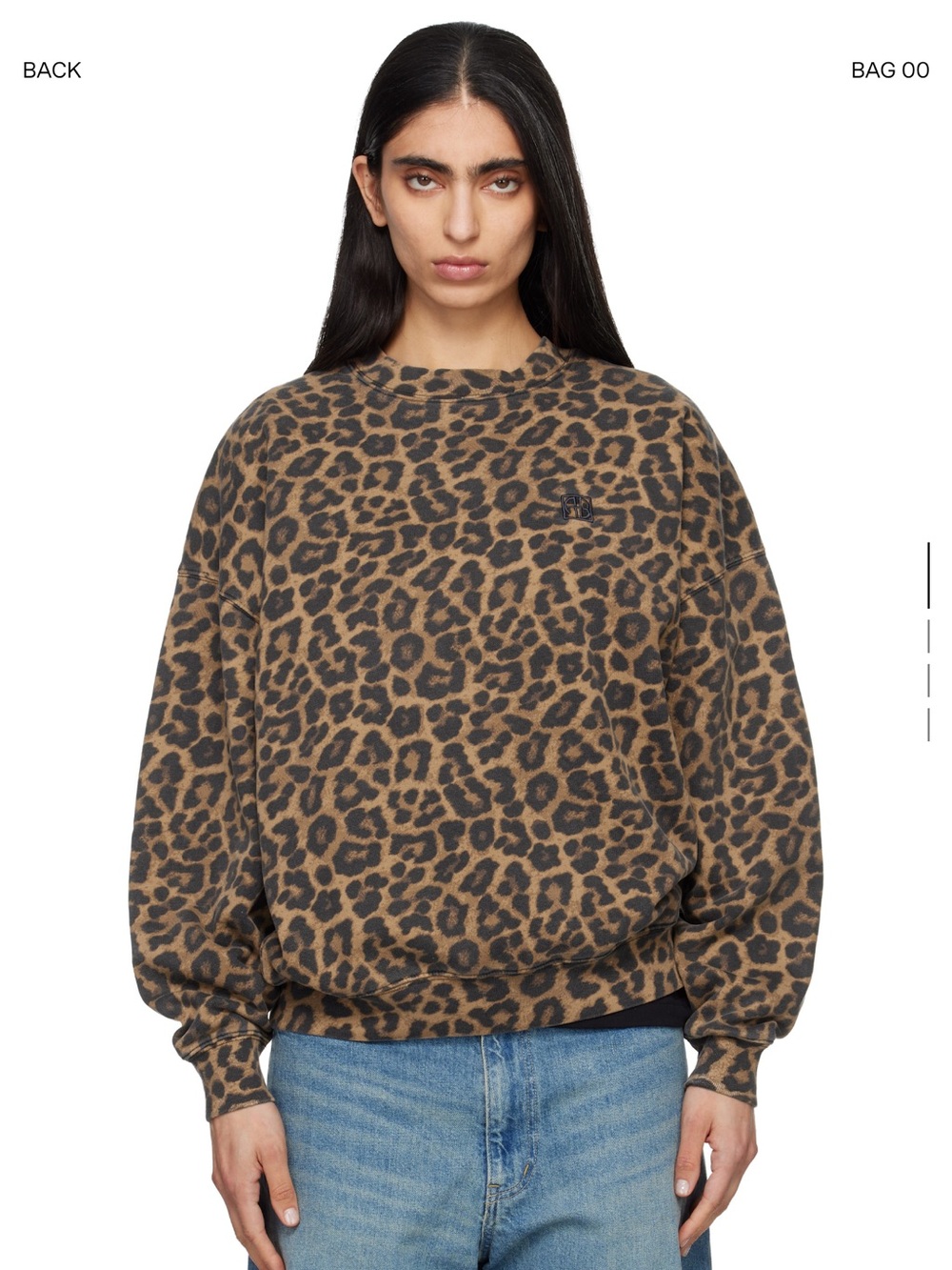 Anine Bing Miles Leopard Crewneck Sweater - Brown & Black